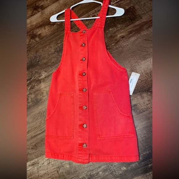 NWT Red Button Up Overall Dress - Picture 1 of 3